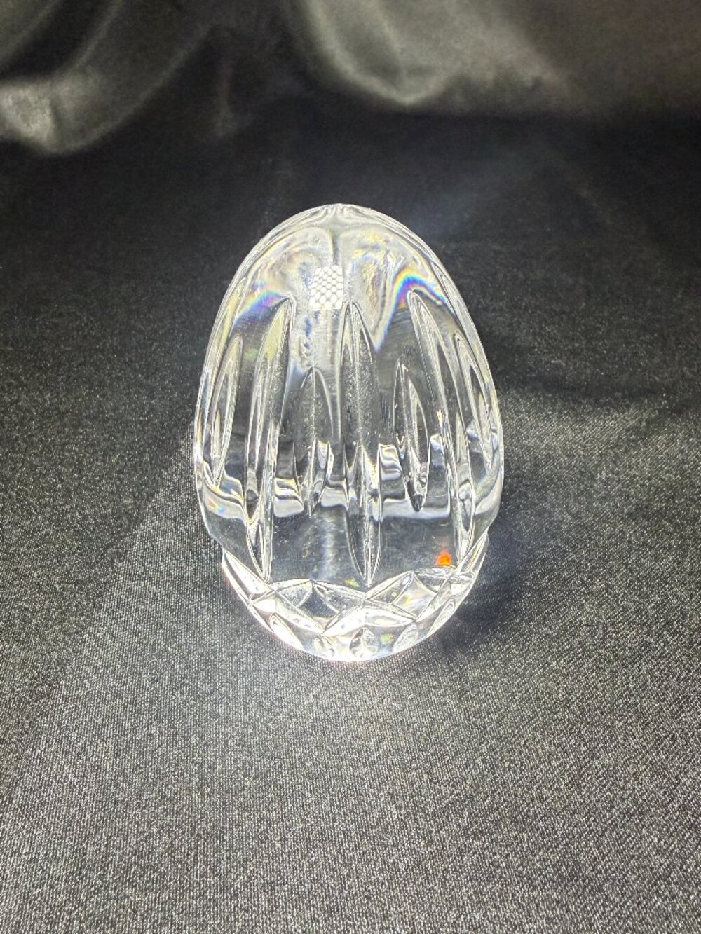 Vtg Atlantis Full Lead Crystal Egg Paperweight Hand-Blown & Cut for Block Crisal
